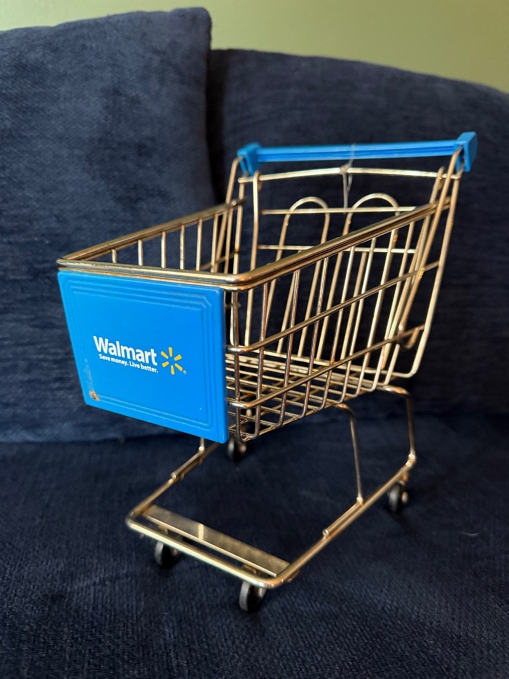 Walmart Mini Shopping Cart Decor - Blue & Gold
